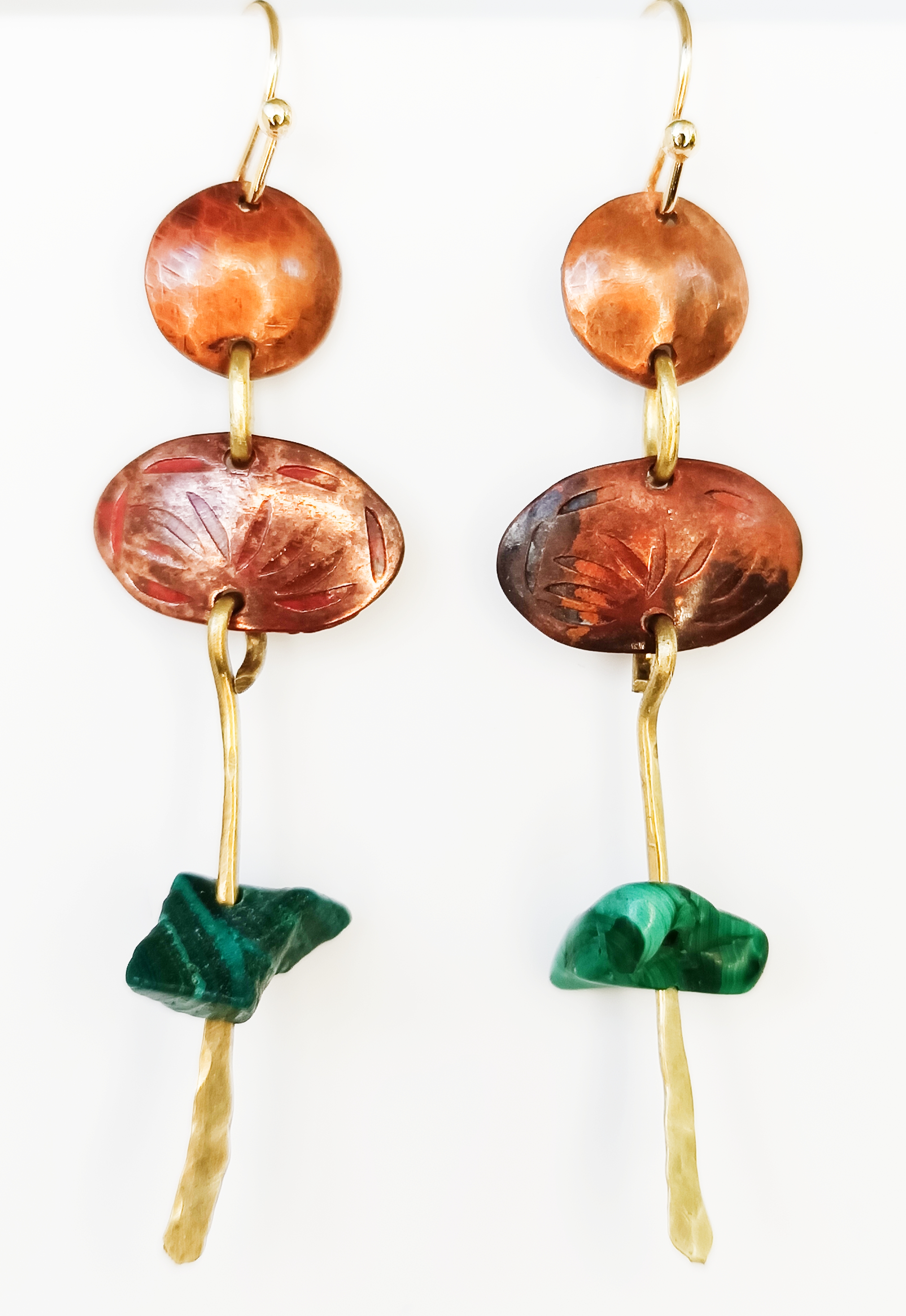 Boho earrings- Green copper